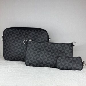 Black Geometric Patterned Bag Set
